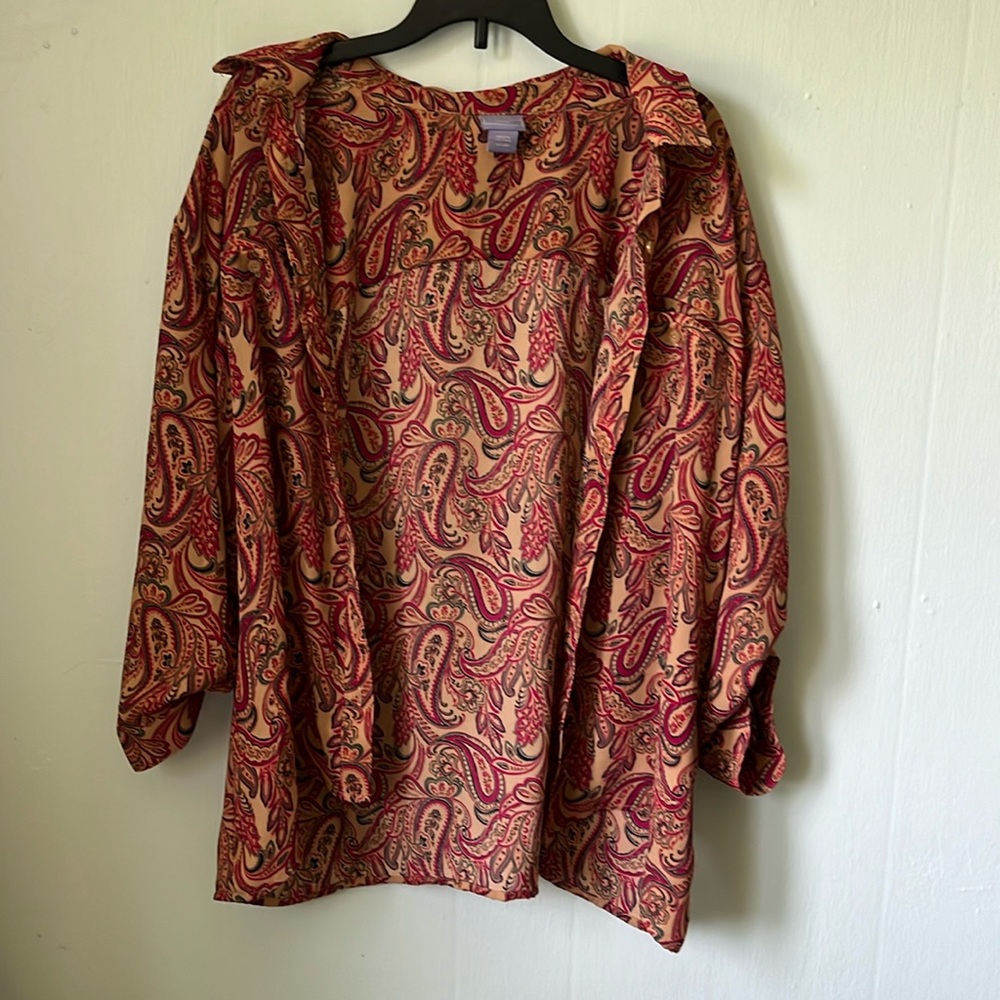LAURA SCOTT Orange Patterned Button Down
